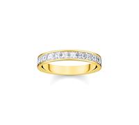 THOMAS SABO Damen-Bandring Weiße Steine Pavé Goldfarben TR2358-414-14-56 Ringgröße 56/17,8