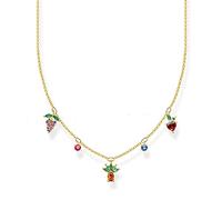 THOMAS SABO Sabo Damen Halskette mit Bunten Früchten 925er Sterlingsilber 750er Gelbgold Vergoldung, Länge: 40cm - 45cm, KE2099-488-7-L45V