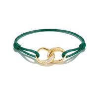 THOMAS SABO Textilarmband Together grün mit weißem Zirkonia Textil, Premium Legierung 18k Vergoldet
