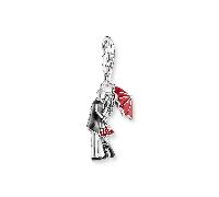 Thomas Sabo Charm-Anhänger küssendes Paar 2069-664-10 925 Silber, geschwärzt, rote Kaltemail