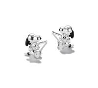 Paar Ohrstecker THOMAS SABO "THOMAS SABO x Peanuts Snoopy Ohrstecker", silber (silberfarben, schwarz, kristallweiß, kristallweiß), Ohrringe, Herren, Silber 925 (recycelt), mit Zirkonia (synth.) - Emai