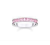 Thomas Sabo Damen Ring aus 925er Sterling-Silber mit Zirkonia in Pink, Gr: 54, TR2358-051-9-54