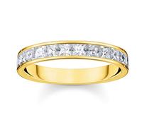 THOMAS SABO Damen-Bandring Weiße Steine Pavé Goldfarben TR2358-414-14-56 Ringgröße 56/17,8