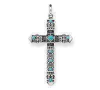THOMAS SABO Unisex-Anhänger Silberner Ethno Kreuz 925 Silber Türkis - PE754-646-17