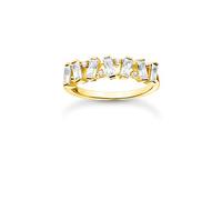 THOMAS SABO vergoldeter Ring mit Zirkonia Steinen im Baguette-Schliff in verschiedenen Fassungen, 750 Vergoldung, 925 Sterlingsilber, Ringgröße 54, TR2346-414-14-54