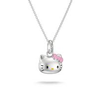 Kette mit Anhänger THOMAS SABO "THOMAS SABO ♡ Hello Kitty Kette mit pinker Schleife" Gr. 45, silberfarben, schwarz, gelb, pink, Halsketten, Damen, 45, Metall, Emaille (35478830-45) silberfarben, schwa