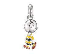 Charm-Einhänger THOMAS SABO "THOMAS SABO x Peanuts Charlie Brown Charm - Connect", silberfarben, schwarz, gelb, braun, Charms, Damen, Silber 925 (recycelt) (43070227-0) silberfarben, schwarz, gelb, br