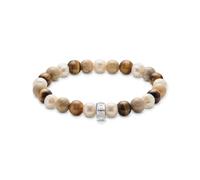 Thomas Sabo Armband X0293-014-7-L17 – Bead-Armband mit naturfarbenen Steinen, Silber – 17 cm