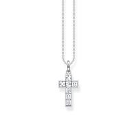 Kreuzkette THOMAS SABO "Kreuz, KE2166-051-14-L45V, KE2166-477-7-L45V, KE2166-643-11-L45V" Halsketten Gr. 45, Silber 925 (Sterlingsilber), bunt (silberfarben, weiß, weiß) Damen Kreuzketten mit Glas-Keramik Stein, Korund (synth.), Zirkonia (synth.) (25414455-45)