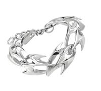 Thorn Link Armband Unisex Kettenschmuck aus silberfarbener Legierung mit verstellbarem Karabinerverschluss für Streetwear Party Styling Thorn Link Handgelenkschmuck Edgy Chain Accessoire Armband