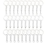 THQAE 30 Stück Schlüsselanhänger mit Kette, 10 Schlüsselanhänger Ringe +10 Schrauböse Pins + 10 Karabinerverschluss, Schlüsselringe 25mm für Schlüssel Schmuckherstellung