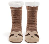 THQAE Damen Kuschelsocken aus Baumwolle, Flauschige Winter Stoppersocken mit Antirutschsohle, Warme Hüttensocken für Frauen