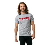 Thrasher T-Shirts - Thrasher Skate Mag Logo T-Shirt, Sport Grey/Red, Size XL