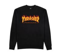 Thrasher Skateboard Magazine Crewneck Sweatshirt Flame Logo Skate Sweatshirt, Schwarz, X-Large