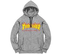 Thrasher TRUFLP05754, Sweatshirt für Herren, Grau (Grau Melange/Flammen), M