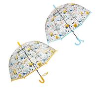 ThreeH 2 Stück Kinder klar Regenschirm Jungen sehen durch Kuppel Oberfläche automatisch offen mit bruchsicheren Fiberglas Rippen glatten Haken Griff