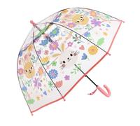 ThreeH Kinder klar Regenschirm gewölbt automatische transparente Kuppel Blase Oberfläche mit niedlichen Cartoon Katze für Mädchen,Rosa