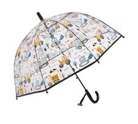 ThreeH Kinder Regenschirm Klarer Transparenter Regenschirm mit leicht zu Greifendem Gebogenem Griff Kuppelregenschirm Automatisch öffnen Regenschirm Schwarz