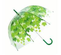 ThreeH Langer, transparenter Regenschirm mit Bergahornblättern, Gummigriff, automatisches Öffnen, 8 Stahlrippen, elastischer Kunststoff, winddicht, regendicht, für Kinder und Frauen, grüne Farbe