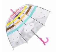 ThreeH Regenbogenregenschirm für Kinder Gewölbter automatischer transparenter Kuppel Bubble Regenschirm mit niedlichen Cartoon-Wolken 8 Rippen für Jungen und Mädchen,Rosa