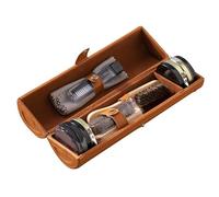 Thrkyvly Lederschuhe und Schuhcreme Set, Braun Langrohr Rosshaarbürste zum Reinigen und Fleckenentfernen, Schnell Trocknende Lederschuhe, Glänzend 9-teiliges Set