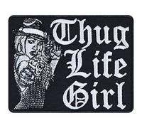 Thug Life Girl Aufnäher gestickt Aufbügler Bad Girl Patch Draufgängerin Bügelbilder Geschenk für Frauen Applikation zum annähen/aufbügeln - 90x70mm