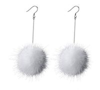Thumby Ohrring Dangler Ohrstecker Ohrstecker S925 Silber Ohrringe Weibliche Mode Winter Pelz Ball Ohrringe Temperament Süße Flusen Ohr Schmuck Weiblichen für Frauen, Weiß, 925er Silber
