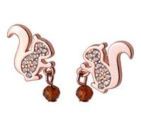Thumby Ohrring Dangler Ohrstecker Ohrstecker S925 Silber Ohrringe Weiblichen Stil Mode Diamant Kleine Eichhörnchen Ohrringe Persönlichkeit Tier Ohrschmuck für Frauen, Rotgold, 925er Silber