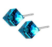 Thumby S925 Silber Ohrringe Weiblichen Süßen Quadrat Würfel Ohrringe Mode Quadrat Zucker Ohr Schmuck Weiblich, Blau