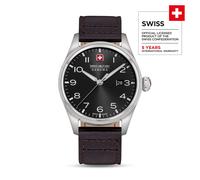 THUNDERBOLT Herren Armbanduhr Leder Schwarz 42mm - Swiss Made