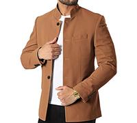 THWEI Herren Casual Anzug Blazer Jacken Stehkragen Business Sport Mäntel, CAMEL, L