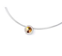 TIABELLE - Collier LARA aus Titan mit funkelndem Swarovski® Kristall - Silberfarbene Kette für Damen - allergenfrei & hautverträglich - Handmade in Germany (L=45cm | 15,9mm ø | Topaz)