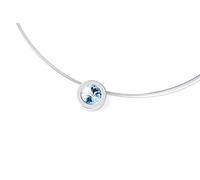 TIABELLE - Collier LARA aus Titan mit funkelndem Swarovski® Kristall - Silberfarbene Kette für Damen - allergenfrei & hautverträglich - Handmade in Germany (L=45cm | 15,9mm ø | Aquamarine)