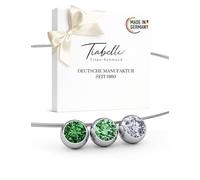 TIABELLE - Collier TRIO aus Titan mit funkelnden Swarovski® Zirkonias - Silberfarbene Kette für Damen - allergenfrei & hautverträglich - Handmade in Germany (L=45 cm | Green, Fancy Green, White)