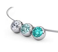 TIABELLE - Collier TRIO aus Titan mit funkelnden Swarovski® Zirkonias - Silberfarbene Kette für Damen - allergenfrei & hautverträglich - Handmade in Germany (L=45 cm | Mint Green, Frosty Mint, White)