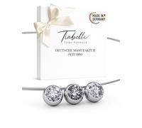 TIABELLE - Collier TRIO aus Titan mit funkelnden Swarovski® Zirkonias - Silberfarbene Kette für Damen - allergenfrei & hautverträglich - Handmade in Germany (L=45 cm | White, Silver Grey, White)