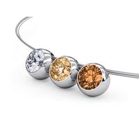 TIABELLE Collier TRIO in Caramel, Fancy Yellow & White I Länge 45 cm I Titan Kette mit drei Swarovski® Kristallen I hautverträglich & zeitlos I Damen Schmuck für besondere Anlässe & Alltag