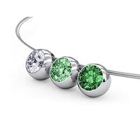 TIABELLE Collier TRIO in Green, Fancy Green & White I Länge 45 cm I Titan Kette mit drei Swarovski® Kristallen I hautverträglich & zeitlos I Damen Schmuck für besondere Anlässe & Alltag