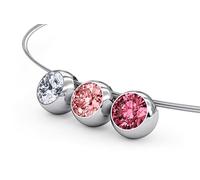 TIABELLE Collier TRIO in Red, Pink & White I Länge 45 cm I Titan Kette mit drei Swarovski® Kristallen I hautverträglich & zeitlosI Damen Schmuck für besondere Anlässe & Alltag