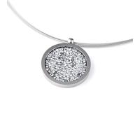 TIABELLE - Collier YOKO aus Titan mit funkelnden Swarovski® Kristallen - Silberfarbene Kette für Damen - allergenfrei & hautverträglich - Handmade in Germany (L=45cm | 30,0mm ø | Crystal)
