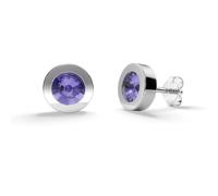 TIABELLE - Ohrstecker LUNA aus Titan mit funkelnden Swarovski® Zirconias - Silberfarbene Ohrringe für Damen - allergenfrei & hautverträglich - Handmade in Germany (7,6mm ø | Tanzanite)