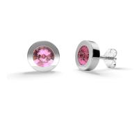 TIABELLE - Ohrstecker LUNA aus Titan mit funkelnden Swarovski® Zirconias - Silberfarbene Ohrringe für Damen - allergenfrei & hautverträglich - Handmade in Germany (7,6mm ø | Rose)