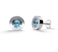 TIABELLE - Ohrstecker LUNA aus Titan mit funkelnden Swarovski® Zirconias - Silberfarbene Ohrringe für Damen - allergenfrei & hautverträglich - Handmade in Germany (7,6mm ø | Aquamarine)