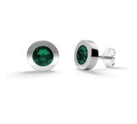 TIABELLE - Ohrstecker LUNA aus Titan mit funkelnden Swarovski® Zirconias - Silberfarbene Ohrringe für Damen - allergenfrei & hautverträglich - Handmade in Germany (7,6mm ø | Emerald)