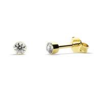TIABELLE - Ohrstecker RISE aus Titan mit funkelnden Swarovski® Zirconias - Goldfarbene Ohrringe für Damen - allergenfrei & hautverträglich - Handmade in Germany (MINI | 2,8mm ø | Gold White)