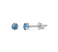 TIABELLE - Ohrstecker SINGLE STONE aus Titan mit funkelnden Swarovski® Zirconias - Silberfarbene Ohrringe für Damen - allergenfrei & hautverträglich - Handmade in Germany (3,0mm ø | Light Blue)