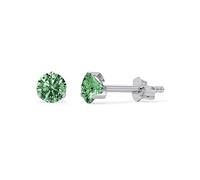 TIABELLE - Ohrstecker SINGLE STONE aus Titan mit funkelnden Swarovski® Zirconias - Silberfarbene Ohrringe für Damen - allergenfrei & hautverträglich - Handmade in Germany (4,0mm ø | Green)
