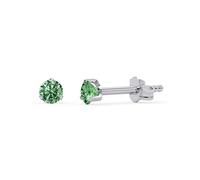 TIABELLE - Ohrstecker SINGLE STONE aus Titan mit funkelnden Swarovski® Zirconias - Silberfarbene Ohrringe für Damen - allergenfrei & hautverträglich - Handmade in Germany (3,0mm ø | Green)