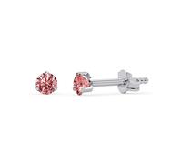 TIABELLE - Ohrstecker SINGLE STONE aus Titan mit funkelnden Swarovski® Zirconias - Silberfarbene Ohrringe für Damen - allergenfrei & hautverträglich - Handmade in Germany (3,0mm ø | Pink)