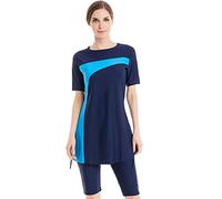 TianMai Heiß Neu Muslimische Bademode islamisch Kurz Ärmel Blume Bescheiden Badeanzug Strandkleidung Burkini Dame Ausschlag Bewachen Surfen Passen Kostüm (Int'l 4XL, H)